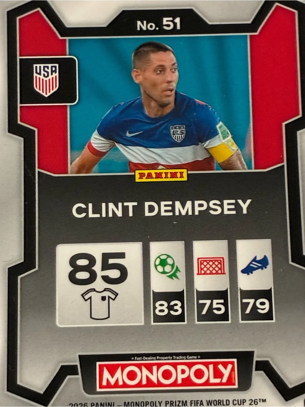 2026 Panini Prizm Monopoly FIFA World Cup USMNT #51 Clint Dempsey Base Card